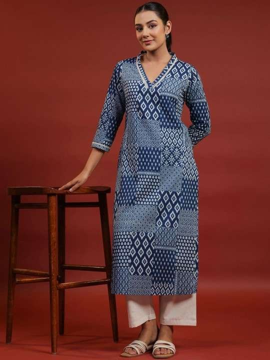 Women's Rayon Printed Straight Kurti With Pant Set - Image 5